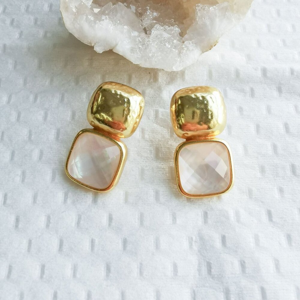 New Gold Julie Vos Catalina Clear Crystal Earrings